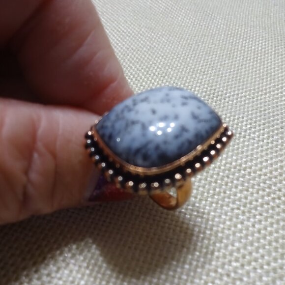 Unique DENDRITE OPAL Handmade Copper Ring Size 7.25 #972B - Picture 4 of 4